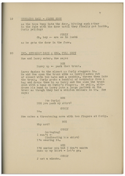 Moe Howard's 30pp. Script Dated April 1936 for The Three Stooges Film ''A Pain in the Pullman'' -- With Annotation in Moe's Hand -- Very Good Condition